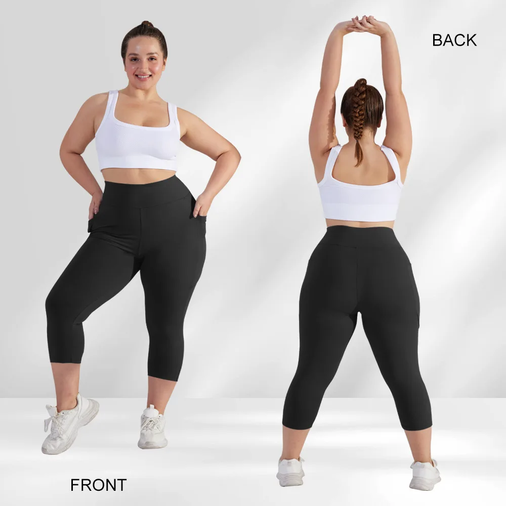 Style Three-Quarter Yoga Pants Shorts High-Waisted Crescent Pocket Casual Running Sports detail