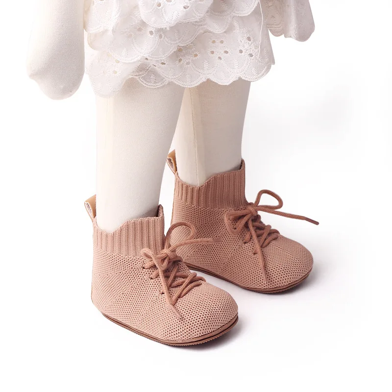 Breathable High Top Baby Shoes Rubber Soft Sole Shoes Anti Slip Baby Walking Shoe Socks With