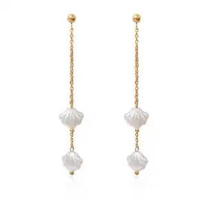 Bold Vintage Baroque Pearl Drop Earrings for Women Trendy Stainless Steel Stud Jewelry Cute Sweet Floral Style for Parties