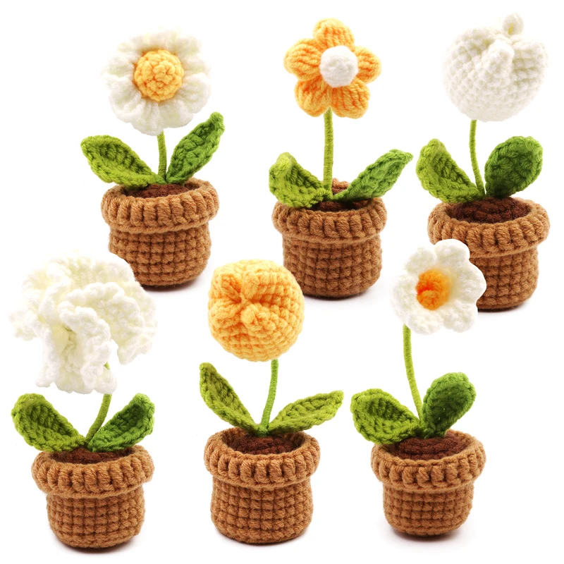 Crochet Diy Beginner Crochet Potted Flower Kit Adult Material Pack ...