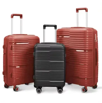 New Custom PP Luggage Trolley Suitcase Rolling Sets 20 24 28 Inch 3pcs PP Luggage With Spinner Wheel