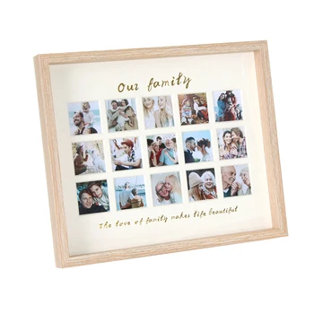Jinnhome Family Theme Wooden Picture Frame Selfie Gallery Collage Wall Hanging Or Table Standing Frame For 15 Photo slots