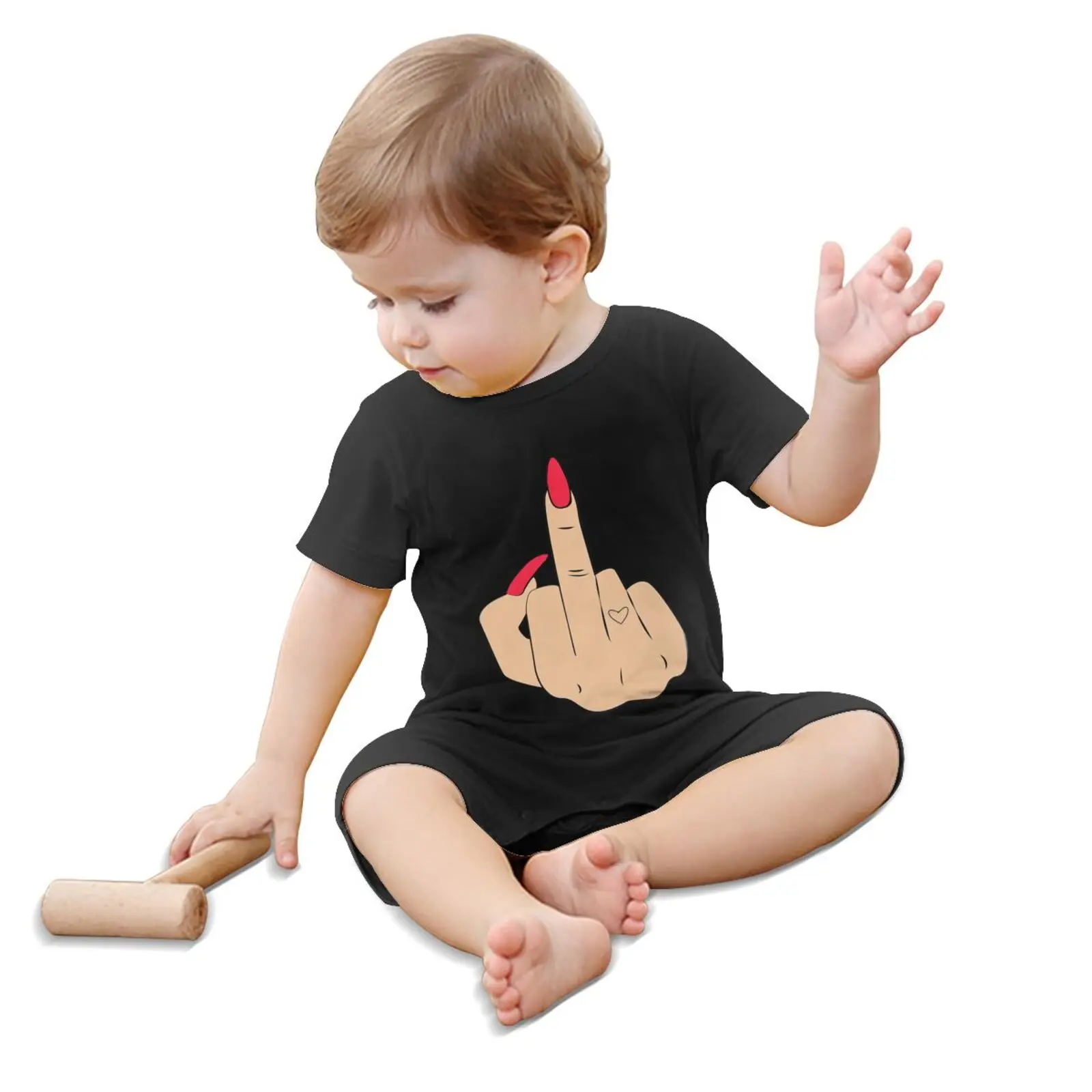 baby clothes girl boy romper male middle finger up mood middle