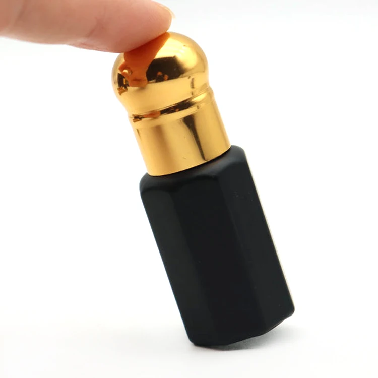 New Design 6ml Matte Black Coating Attar Bottle Oud Oil Perfume Tola Bottle With Aluminum Cap