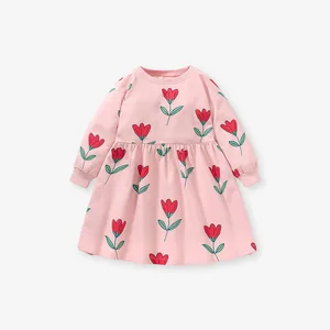 Autumn New Design Long Sleeve Sweatshirt Dress Pure Cotton Children Dress Homewear Cute Girl Dress