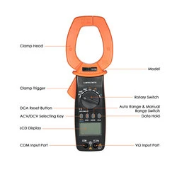 DECCA 6050 True RMS Digital Clamp Meter 3999 Counts Lcd Display Auto Range 1000V 2000A AC DC Larger Current Voltage Multimeter