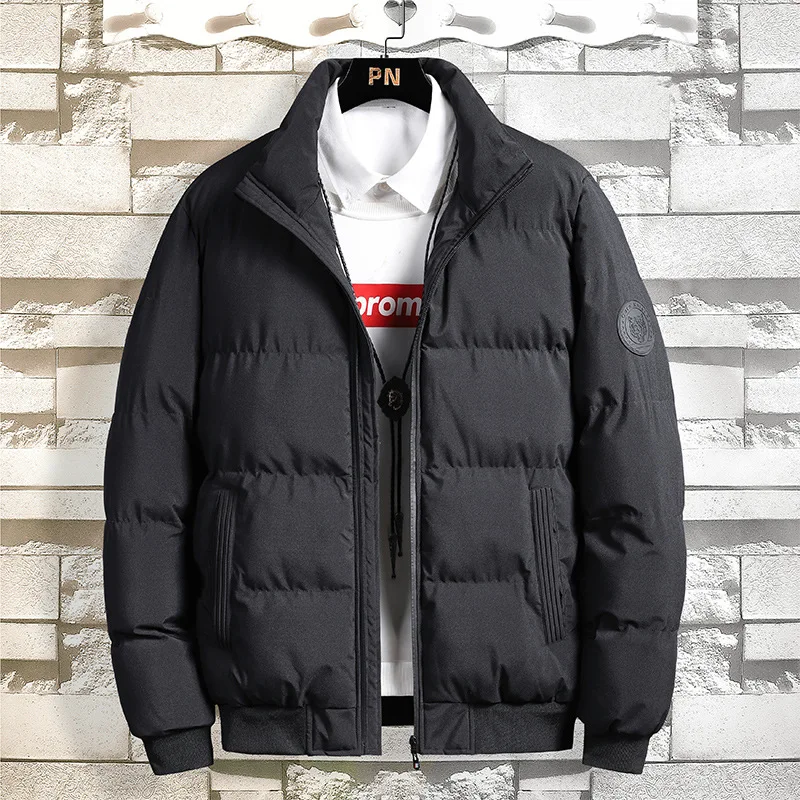 Solid Color Men's Padded Bubble Puffer Warm Thick Men Padding Bomber Jacket for Male_voghion.com