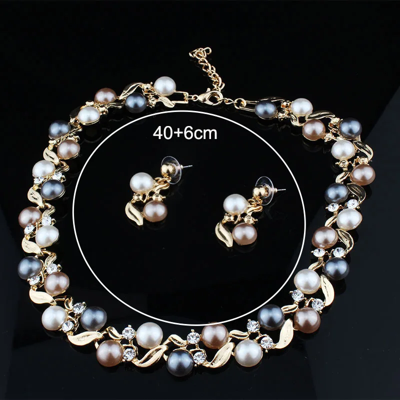Aug Jewelry 2piece Set Of European Alloy Color Imitation Pearl Bridal