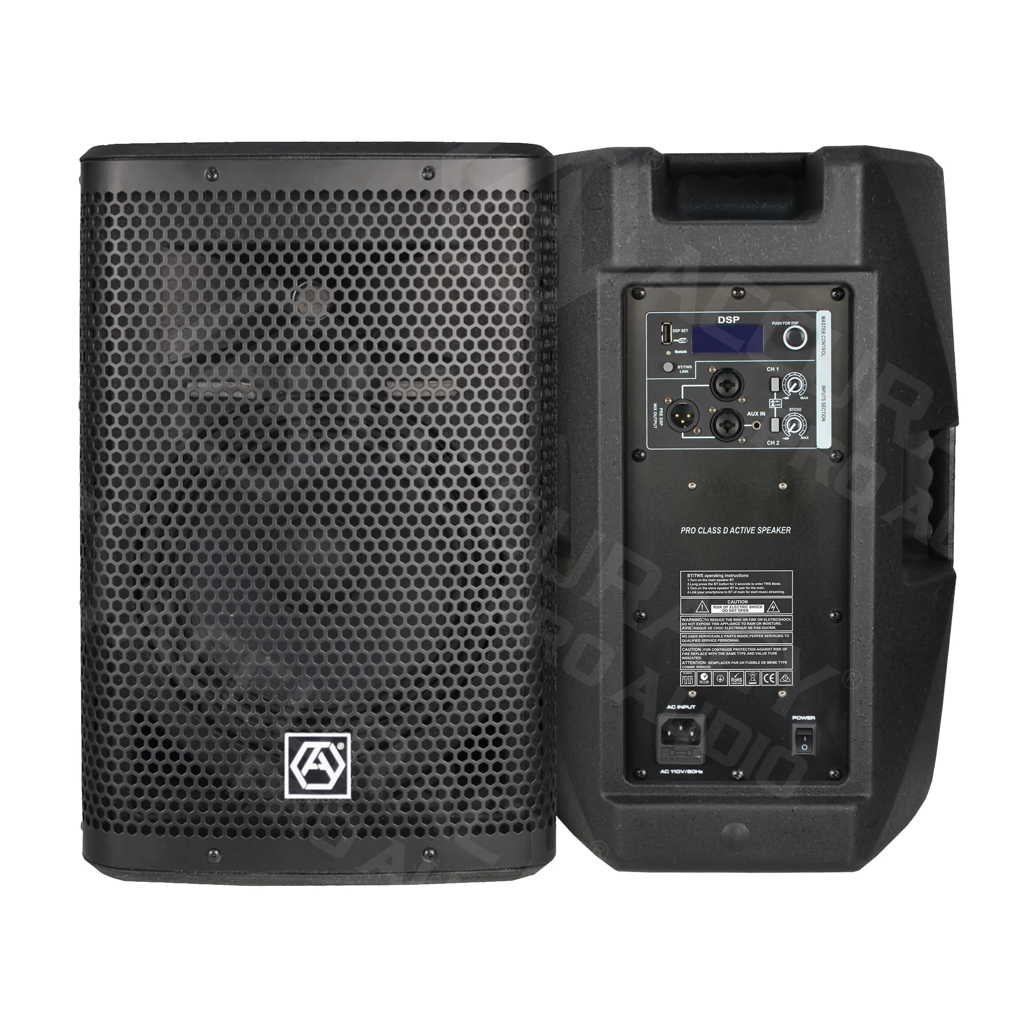 Accuracy Pro Audio CAO08D3 500W Inch Plastic Speaker Bluetooth Powered  Speakers Professional Active With DSP Screen