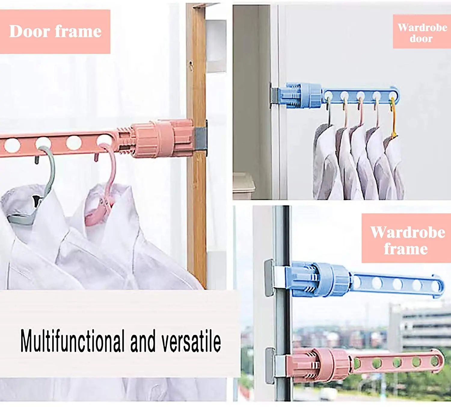Ds1272 5 Holes Window Frame Clothes Hanger Rack Adjustable Detachable