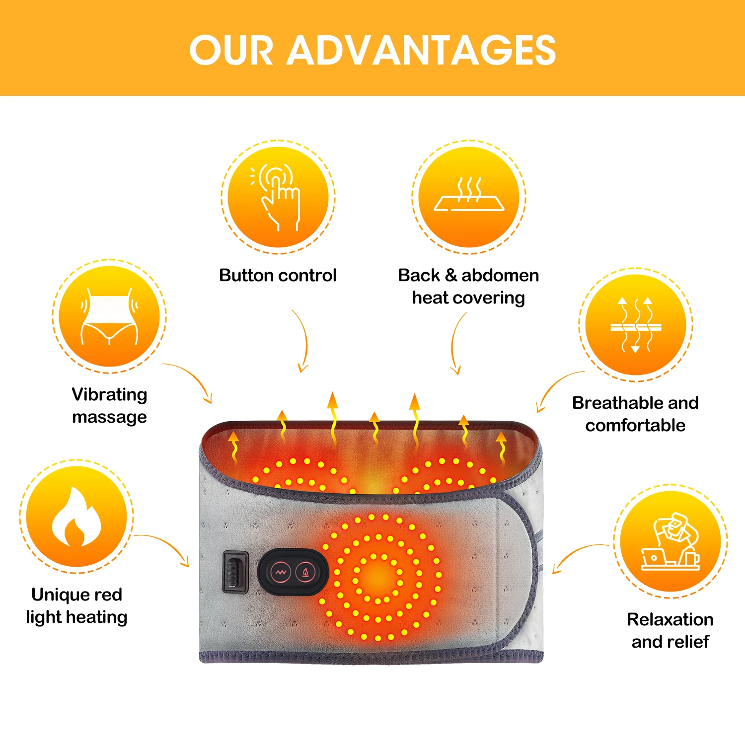 Infrared Heating Belly Wrap Vibration Waist Massage Belt Menstrual Heating Pad Back Massager For