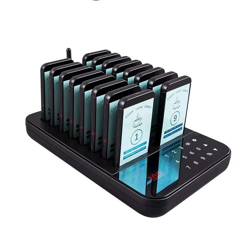 The Buzzer for Customers and Waiters in Restaurants and Cafes Vibrates, and the Unmanned Unlimited Calling System Pager Is Used