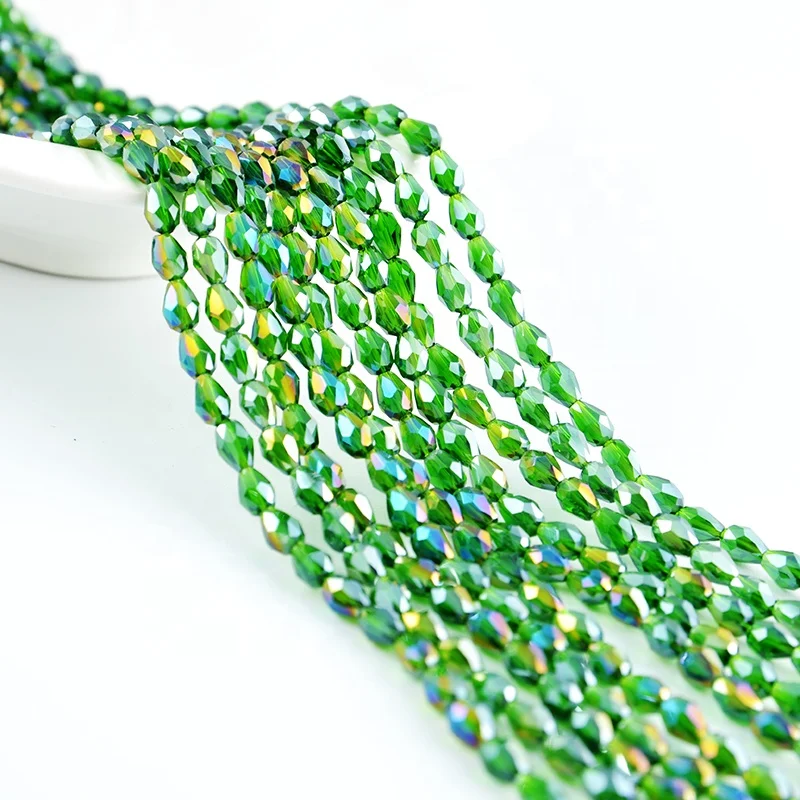 330 Pcs Teardrop Glass Crystal Beads - 4x6mm AB Color, For DIY Jewelry Making