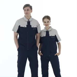 Customized Anti-Static Breathable Cotton Summer Short Sleeve Working Shirt Driver Construction Mechanic Work Uniform Unisex