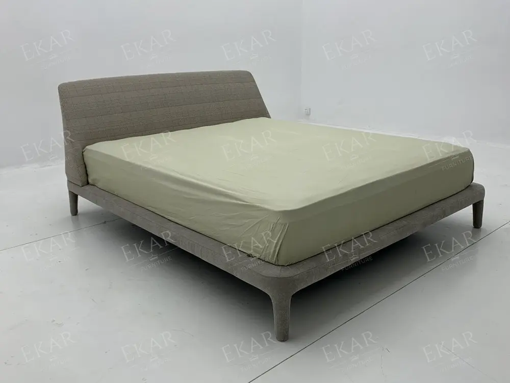 product smoke gray bed frame with white oak finish  metal interior structure   modern bedroom furniture-69