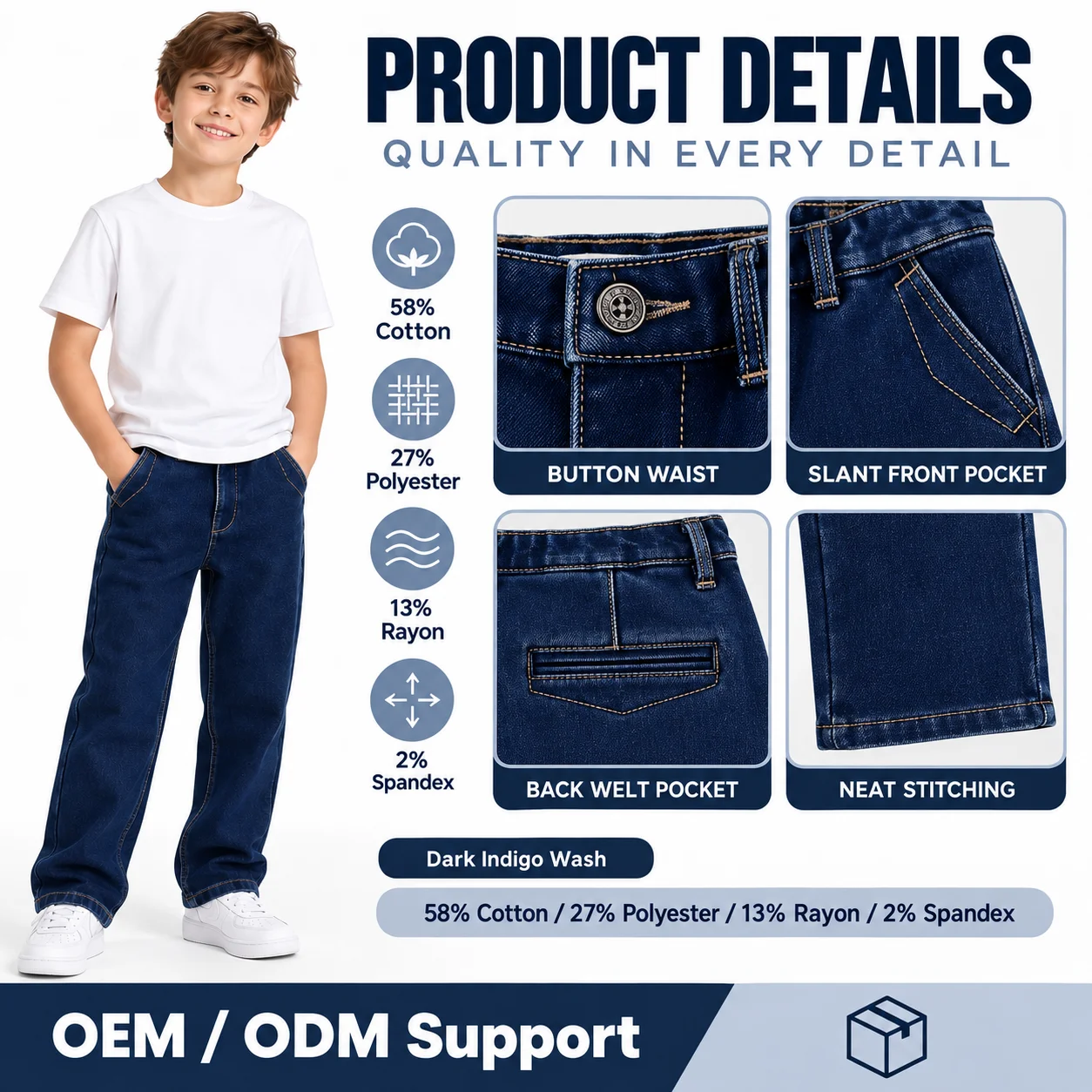 Custom Navy Duck Canvas Pants Men Hip Hop Utility Work Baggy Carpenter Jeans Boys Plain Baggy Jeans