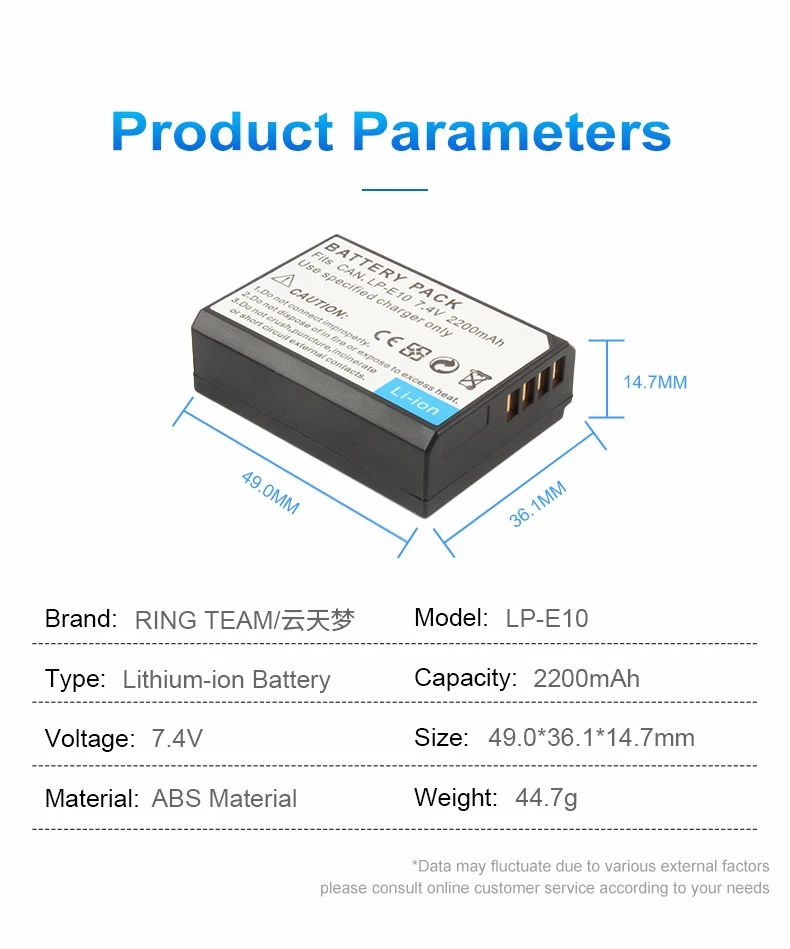 High Quality Camera Battery LP-E10 Rechargeable Battery LPE10 for Canon 1100D 1200D 1300D 1500D x50 x80 Digital Camera Battery supplier