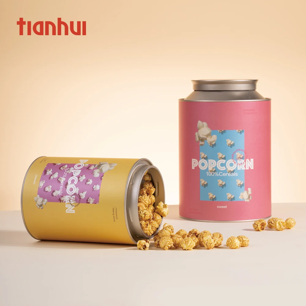 Tianhui Tabung Besar Kedap Udara Kosong Berkualitas Tinggi untuk Wadah Penyimpanan Popcorn Kaleng Popcorn