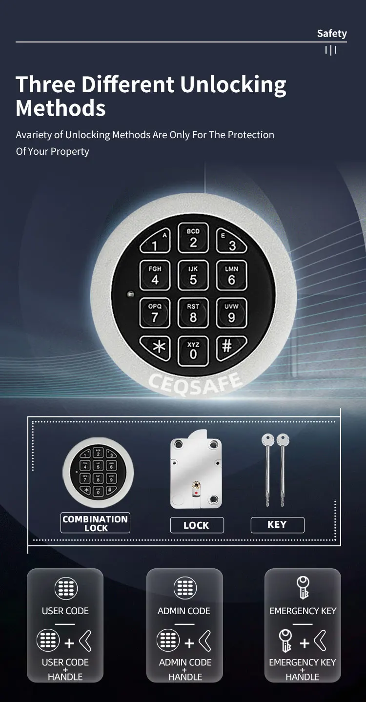 CEQSAFE Steel Security Heavy Fire Proof Safe Box Digital Key Safe Box for Money manufacture