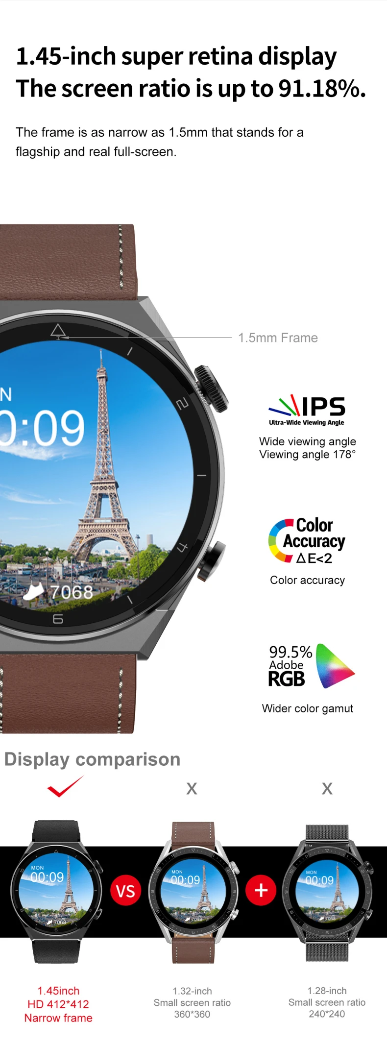 DT3 Pro Max Men Smart Watch 1.45 Inch Big Round Screen 412*412 NFC BT Call Heart Rate ECG Smart Watch Wireless Charging Smartwatch (3).jpg