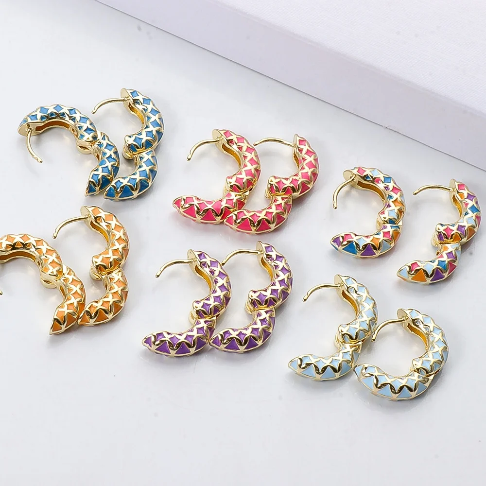 Orecchini A Cerchio Acrilici Colorati Placcati Oro: Accessorio Moda Donna Trendy E Leggero - 2