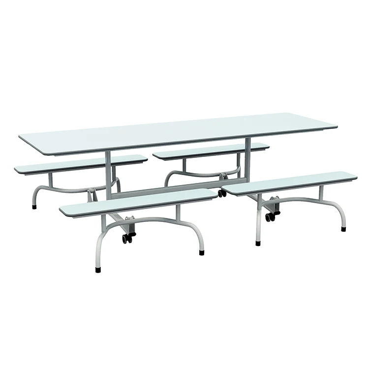 University Mobile Wooden Canteen Dining Table School Folding Canteen Table With Bench