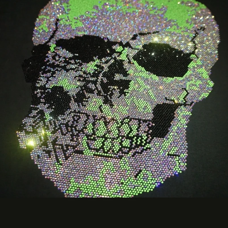 Free sample t-shirt sticker heat transfer lovely cheer ready design strass rhinestone transfer