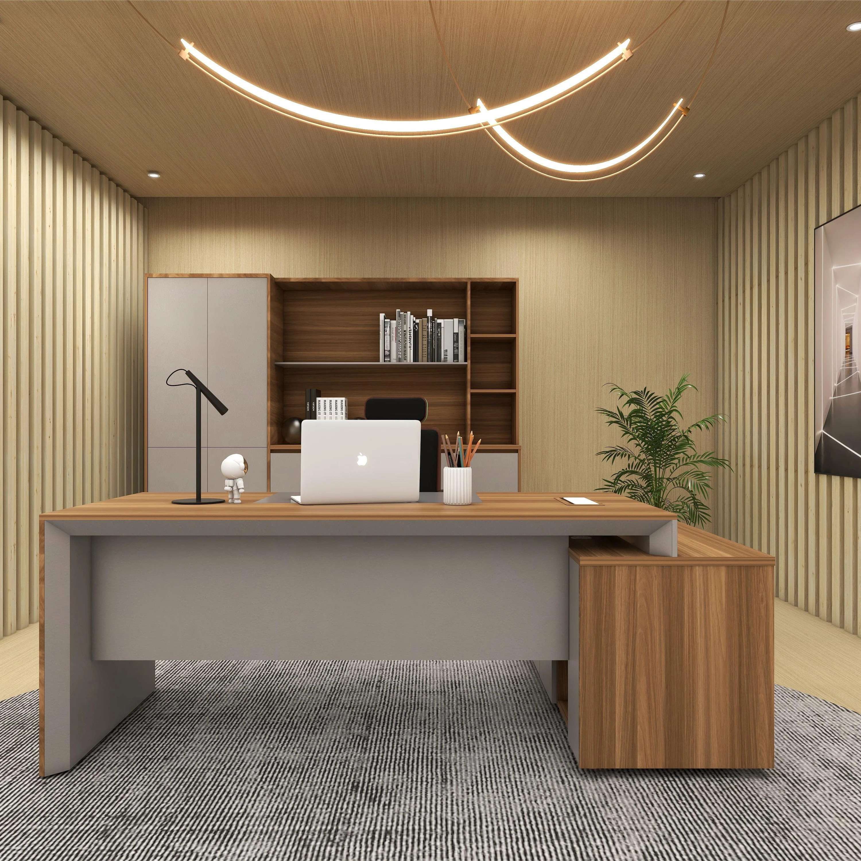 Factory custom modern Lshaped Boss ceo Manager desk Executive Wooden