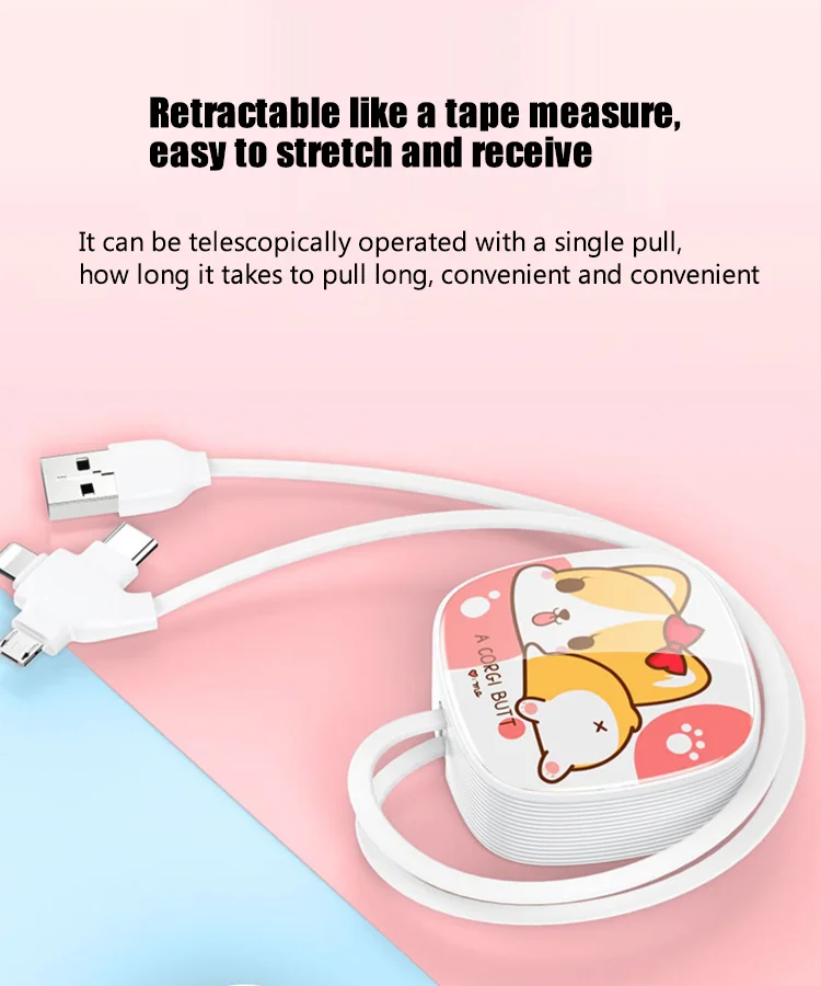 2021 новый стиль type-c кабель для передачи информации, кабель для быстрой зарядки с 3 в 1 Выдвижной USB кабель для мобильного телефона