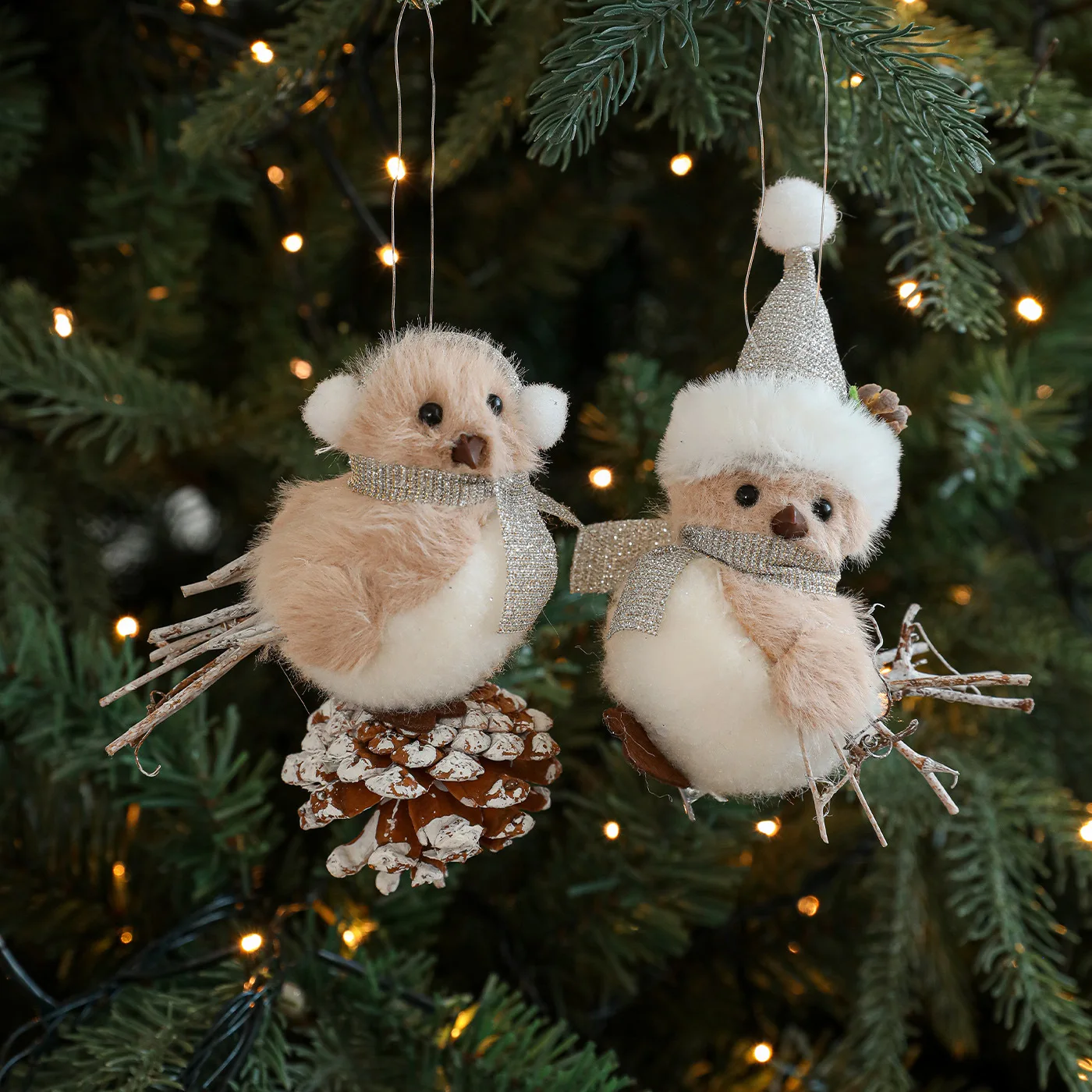Decorazione per Albero di Natale in Inverno Ornamenti Natalizi Uccelli Decorazione Natalizia Appesa Piumini con Pigna