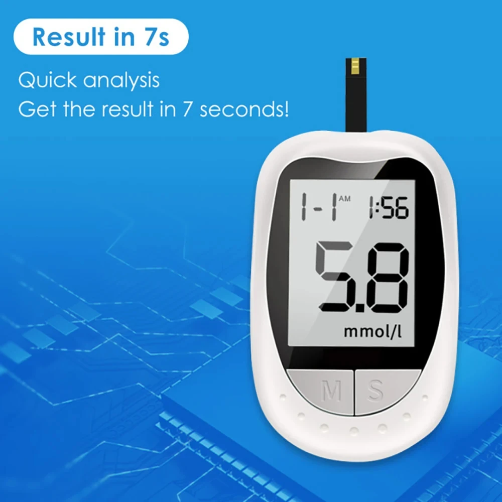 Portable Blood Glucose Analyzer - User-Friendly with Digital Display & Strips for Easy Blood Sugar Monitoring
