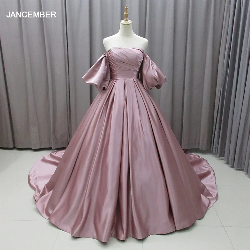 Bridal Affair Ball Gown Satin Prom Dresses Sexy Evening Party Gowns Pleats  Occasion Dress Mz0002