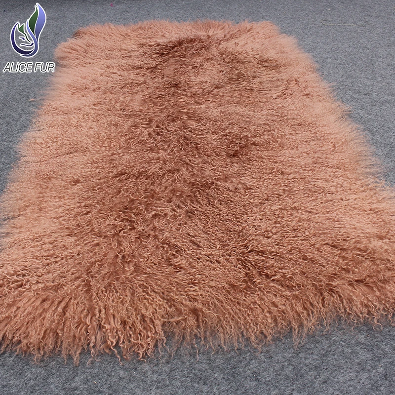 Long Curly Hairs Brown Mobglian Sheep Fur Plate Super Soft Fur Throw Blanket  - Buy Fur Throw Blanket Super Soft,Brown Fur Blanket,Sheep Fur Plate  Product on 