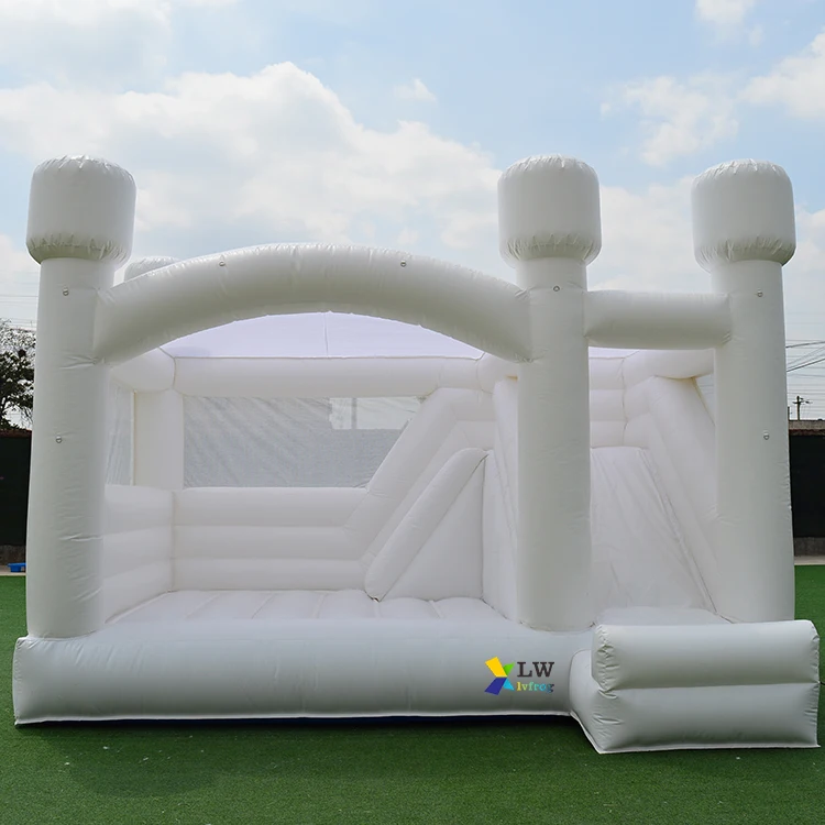 Оптовая продажа, детский белый домик для прыжков moonwalk с шариковой ямой и горкой, Свадебный джампер, надувной замок-батут для вечеринки