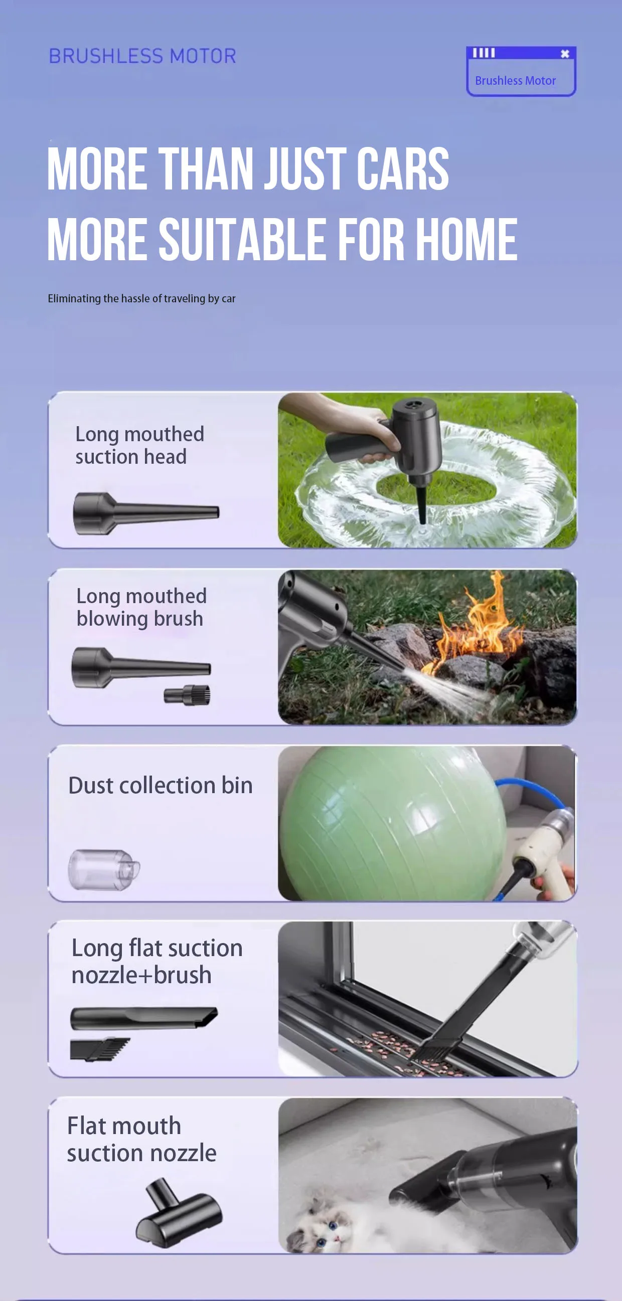 10000pa Wireless Vacuum Cleaner Suction Blowing Stainless Steel Hepa