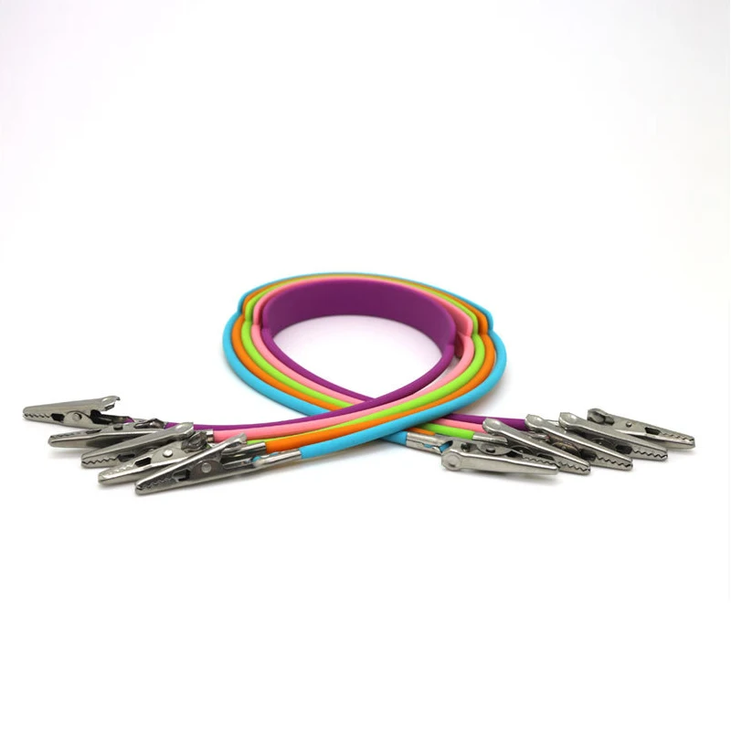 GXXMEI 12 Bunte Silikon-Lätzchen Clips – 43,2 Cm Lang, Mit Metallclip | Für Servietten, Dental-Lätzchen & Mehr