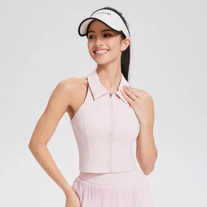 Wholesale High Quality Tight Sports Vest for Women Running Tennis Fitness Top POLO Lapel Tank Top for Women