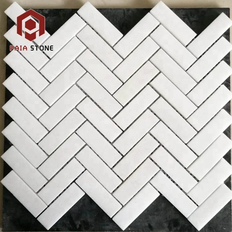 product cheap mosaic marble tile on sale herringbone crystal white marble mosaic tiles bathroom wall design-2