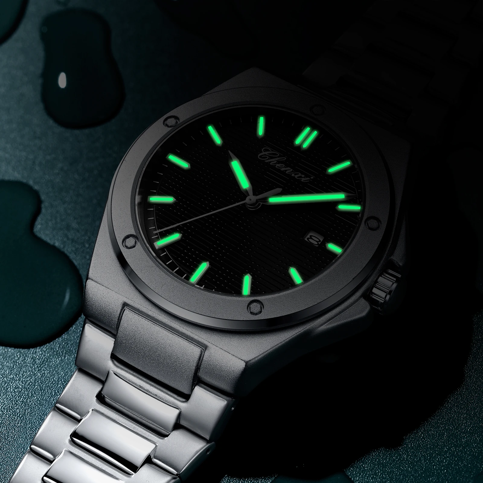New CHENXI Watches Men Luxury Golden Stainless Steel Chronograph