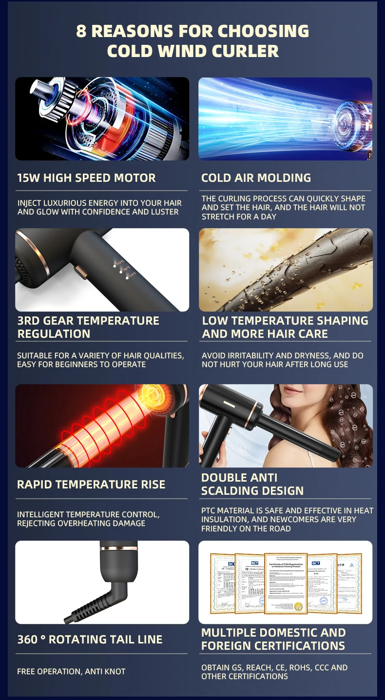 Oem Odm New Design Cool Air Hair With Lcd Display Big Waver Hair Curler