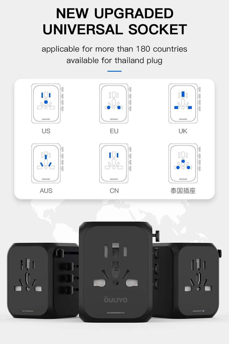 Universal Travel Adaptor with USB - Fast Charging Solution