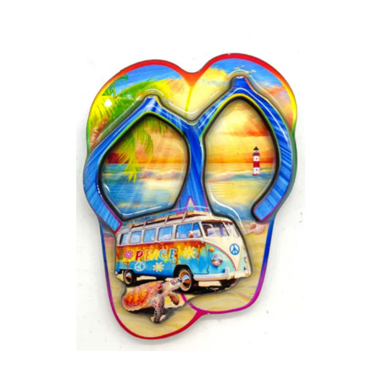 Custom Logo Beach Bus Shape Epoxy Wood Ibiza Fridge Magnet Souvenir