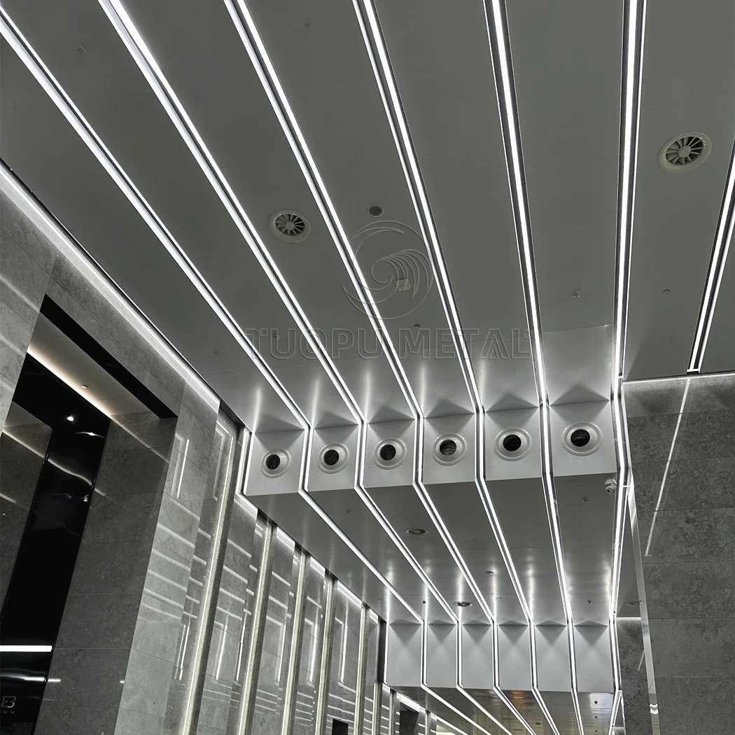 Hook-on Metal False Ceiling Tile Suspended Aluminum Stretch Ceiling Strip Panel