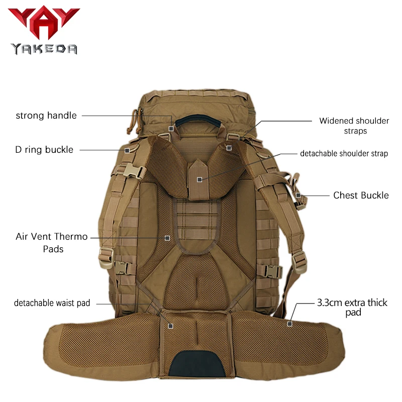 Yakeda 90L Waterproof Tactical Backpack - Large Capacity Rucksack
