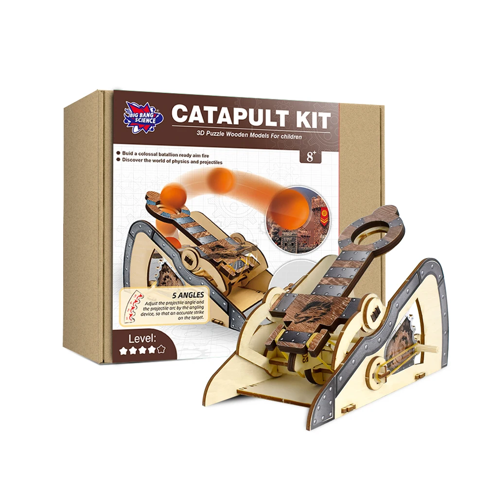 Medieval Catapult Kit Science Experiments Kits DIY 3D Puzzle Wooden Models Building Toys STEM Kit for Kids Engineering Set