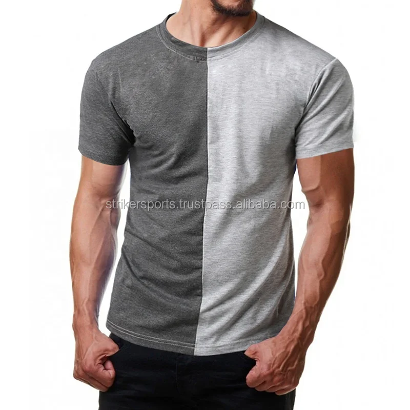 Custom Mens Split Two Tone Color Block Half Black Half White T Shirt Buy Printed T Shirts For Men Customized Short Sleeve O Neck Men Cotton T Shirts New Style T Shirts For