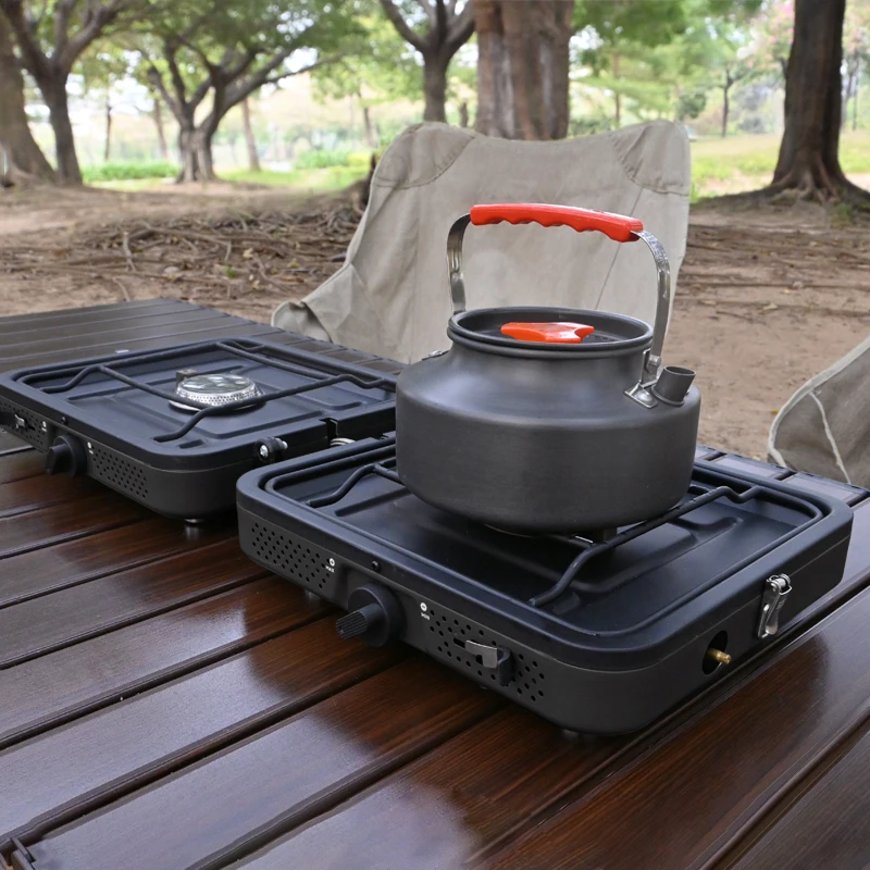 Dual-Burner Portable Foldable Butane Gas Stove for Outdoor Cooking