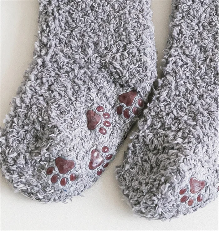 Sa9714 Baby Fuzzy Slipper Socks Kids Boys Girls Infant Toddler Neutral Non Skid Fluffy Winter
