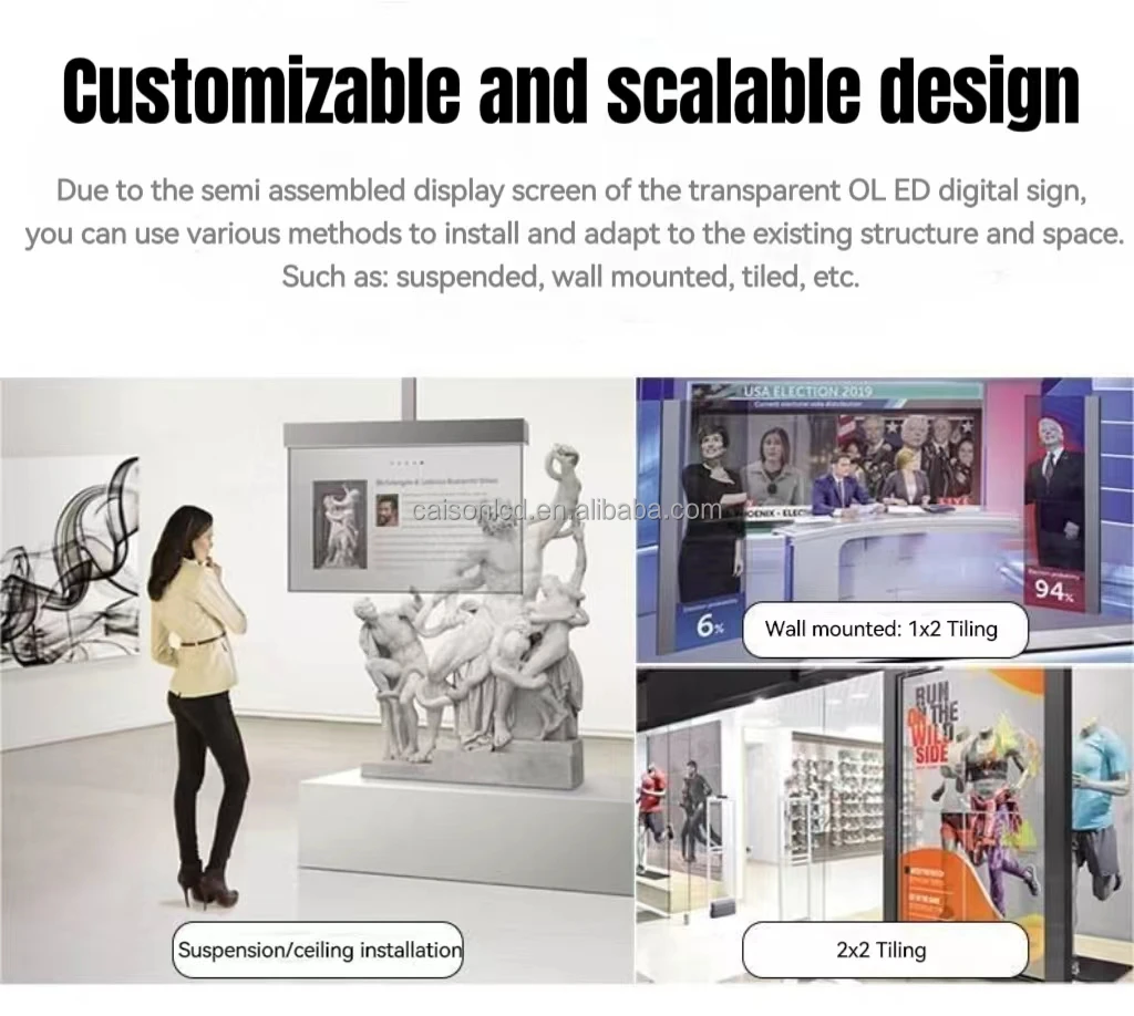 55 inch transparent OLED wish smart Robot 1920 * 1080 Transparent OLED Display Digital Signage and Display factory