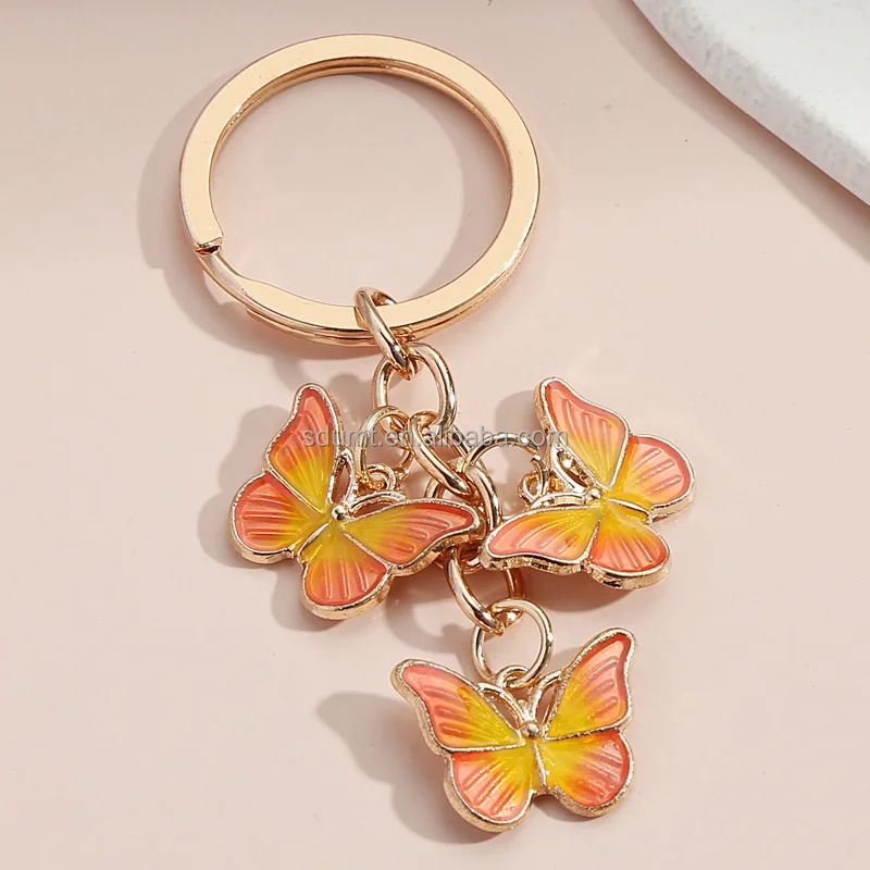 Fashion Simple Key Ring Bag Pendant Keychain Color Drip Butterfly ...